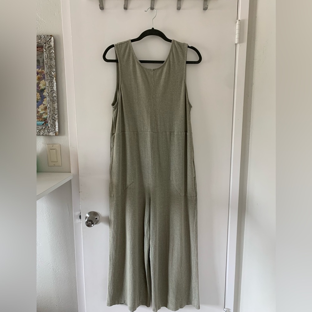 Back Beat Co 100% organic hemp summer jumpsuit xl soft washed green